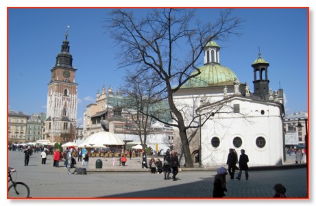 church and tower in Krakow