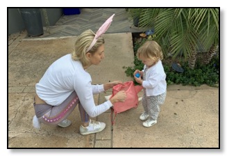 Azelle and Easter bunny Mel April 2020