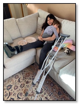 Christiane and Auriane broken foot March 2020
