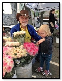 dan and arrow at flower market Jan 2018