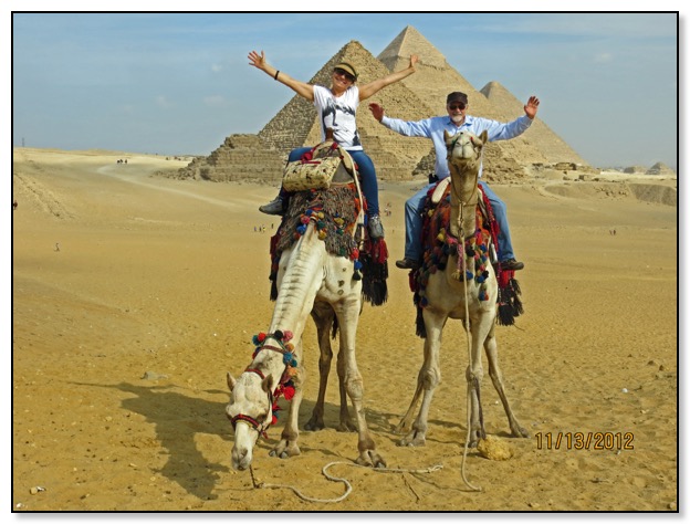 dan and naz on camel pyramids