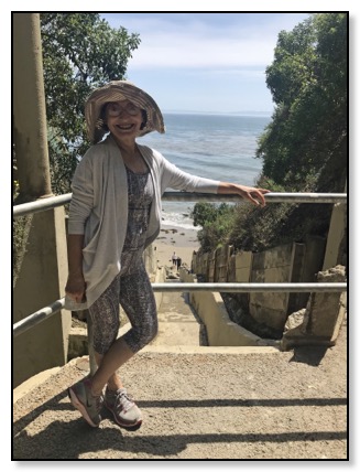 Nazy on beach stairs April 2018