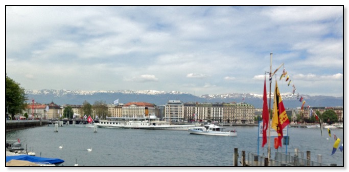 snow capped mountains from Geneva