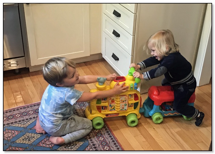 Tiger and Arrow Playing on the alphabet train March 2018