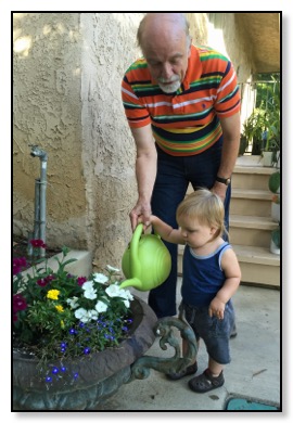 water plants with grandpa july 2015